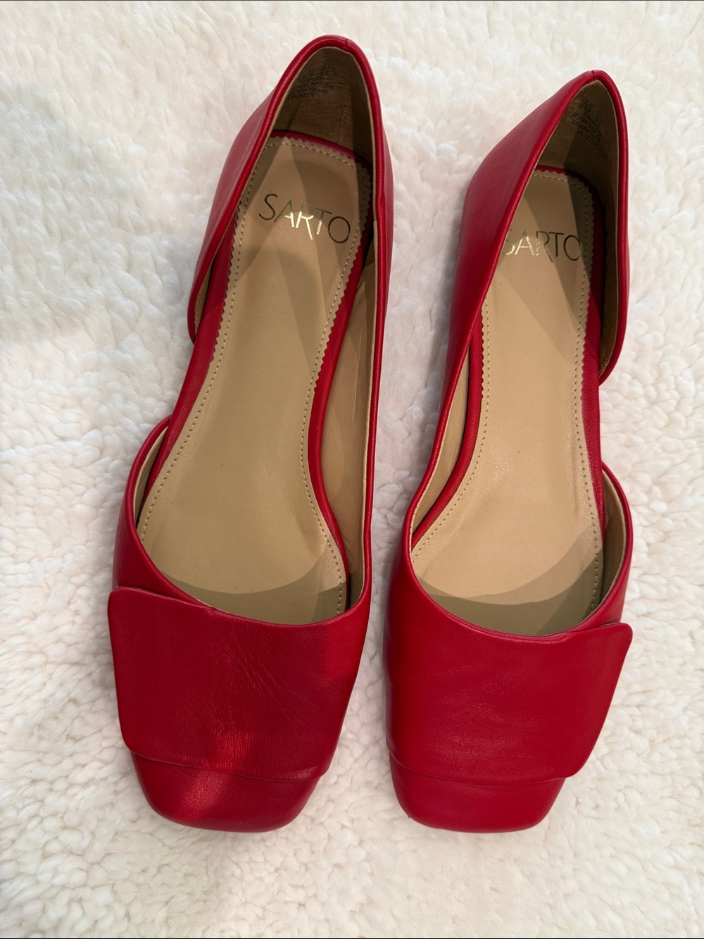 Franco Sarto Red D'Orsay Leather Flats